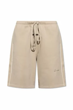 Fear Of God Essentials beige Sweat shorts with side stripes