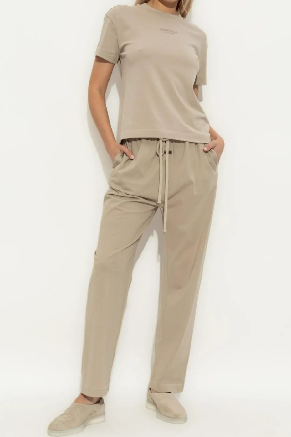 Fear Of God Essentials beige T-shirt with logo