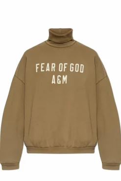 Fear Of God Essentials GREEN Sweatshirt with stand-up collar