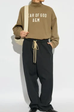 Fear Of God Essentials GREEN Sweatshirt with stand-up collar