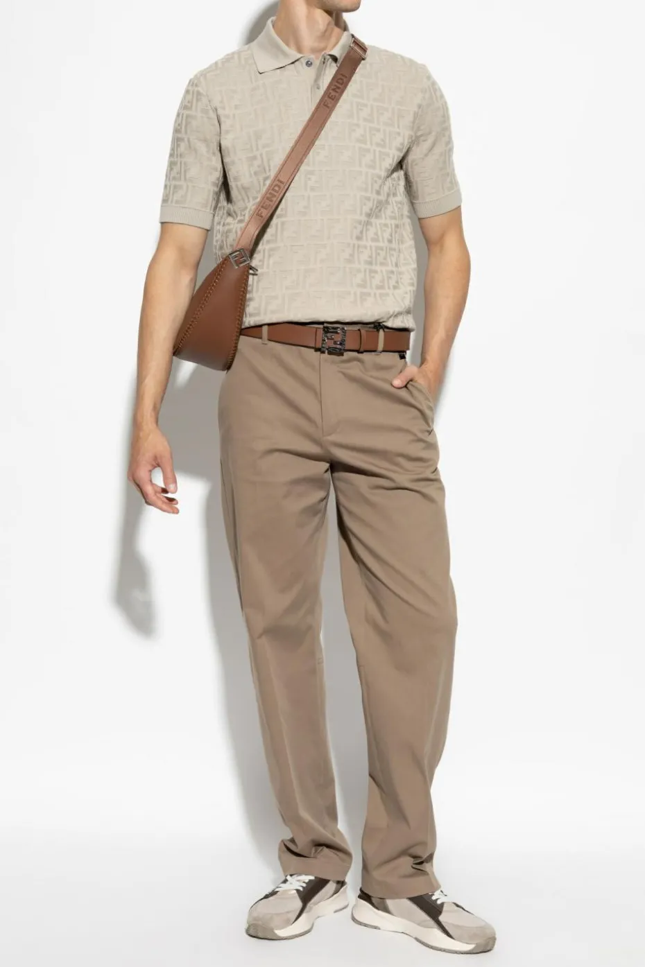 Fendi beige Creased trousers