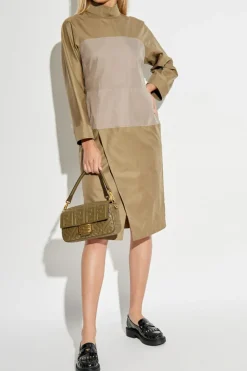 Fendi beige Dress with Stand-Up Collar