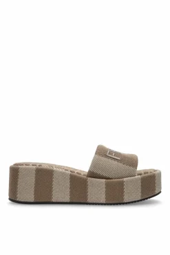 Fendi beige Sunshine wedge sandals