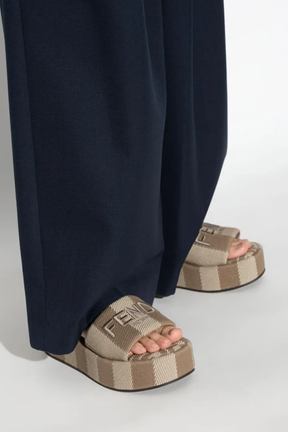 Fendi beige Sunshine wedge sandals