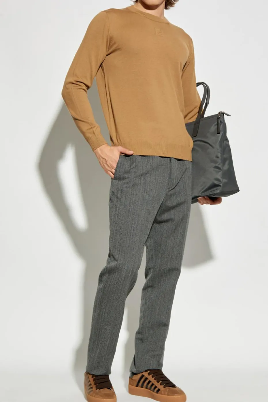 Fendi beige Sweater with embossed logo