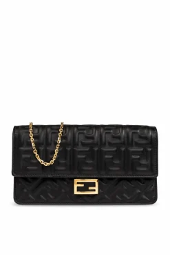 Fendi BLACK āBaguetteā wallet with chain
