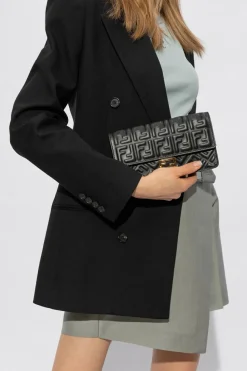 Fendi BLACK ‘Baguette’ wallet with chain