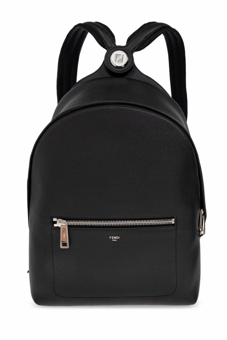 Fendi BLACK Leather backpack with logo