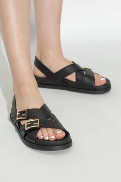 Fendi BLACK Leather sandals