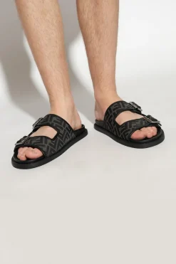 Fendi BLACK Monogrammed slides