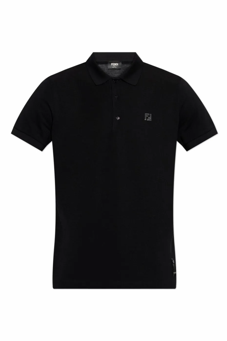 Fendi BLACK Polo shirt with an appliqué in the shape of a logo