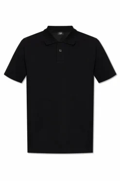 Fendi BLACK Polo with an appliquƩ in the shape of a logo