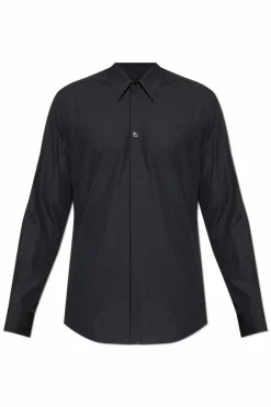 Fendi BLACK Shirt with logo-shaped appliqué