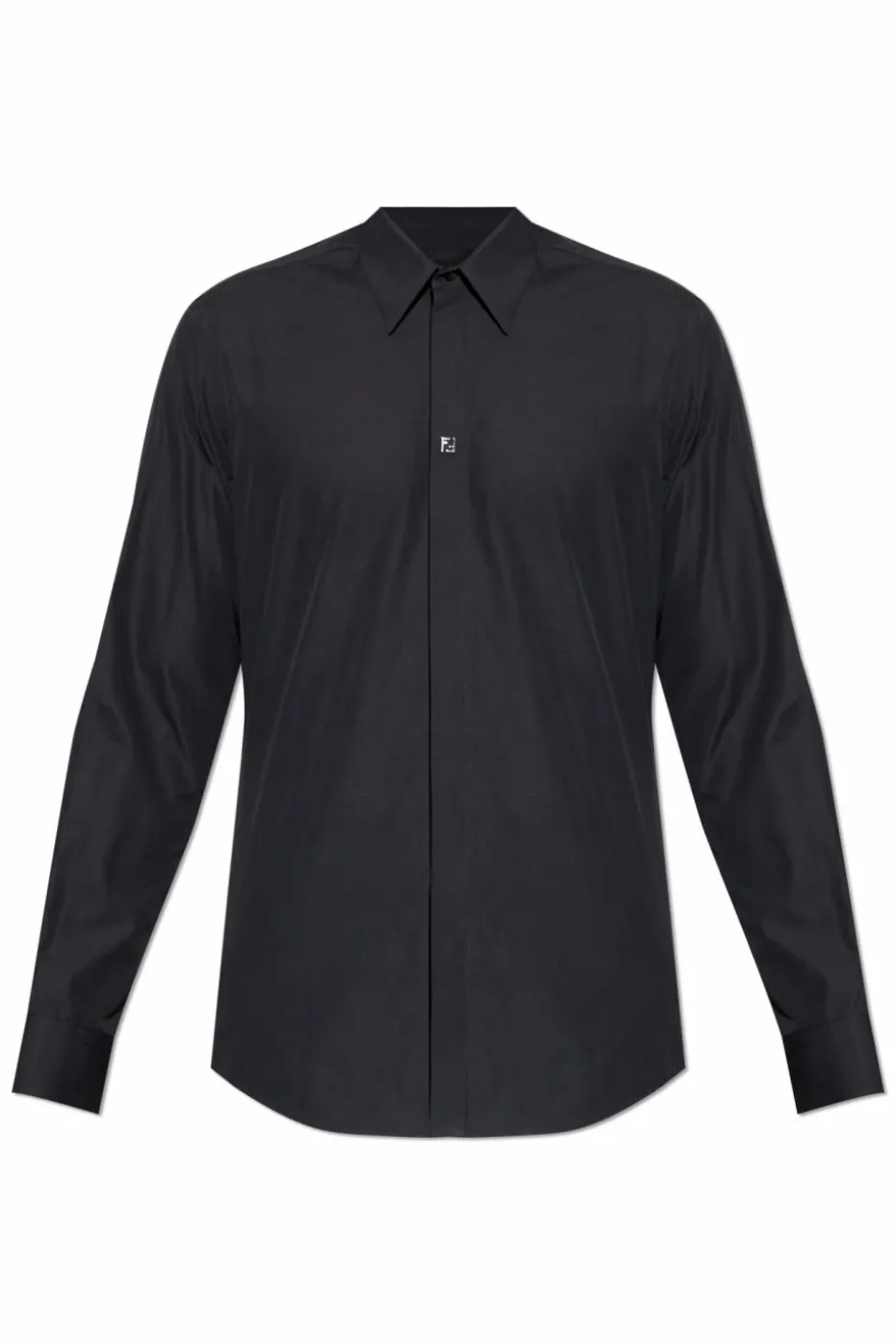 Fendi BLACK Shirt with logo-shaped appliqué