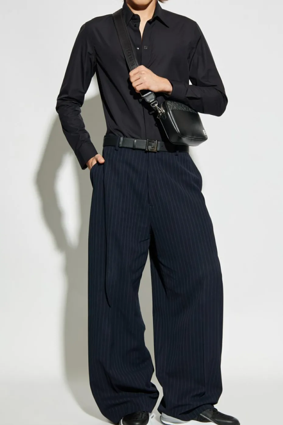 Fendi BLACK Shirt with logo-shaped appliqué