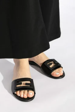 Fendi BLACK Slides with logo