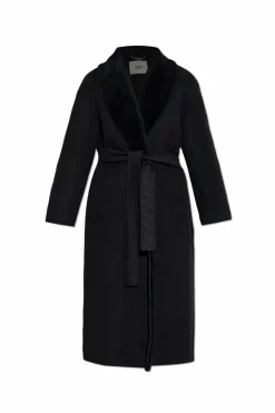 Fendi BLACK Wool coat with fur collar