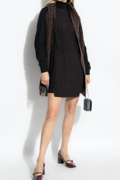 Fendi BLACK Wool turtleneck dress