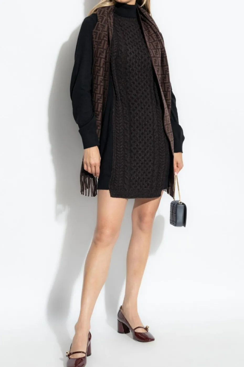Fendi BLACK Wool turtleneck dress