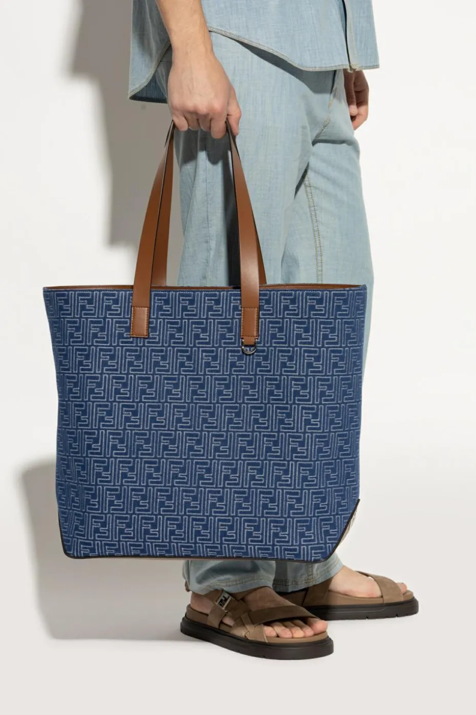 Fendi BLUE "FF Medium" shopper bag