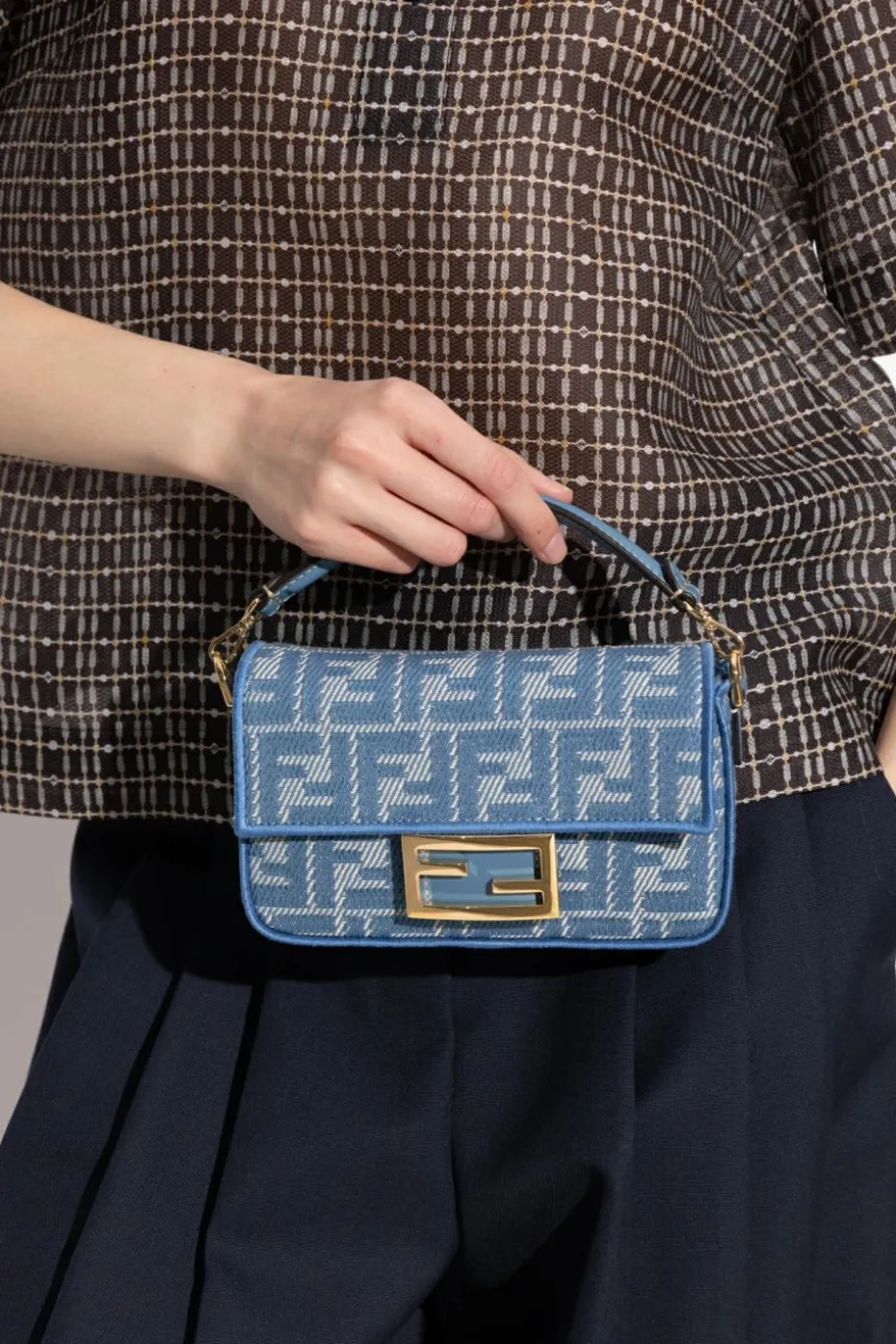 Fendi BLUE Handbag Baguette Mini