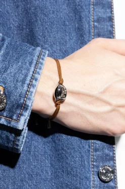 Fendi BROWN Bracelet with brass ornaments