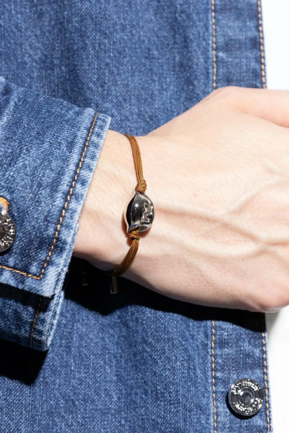 Fendi BROWN Bracelet with brass ornaments
