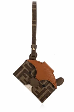 Fendi BROWN Card case with wrist strap