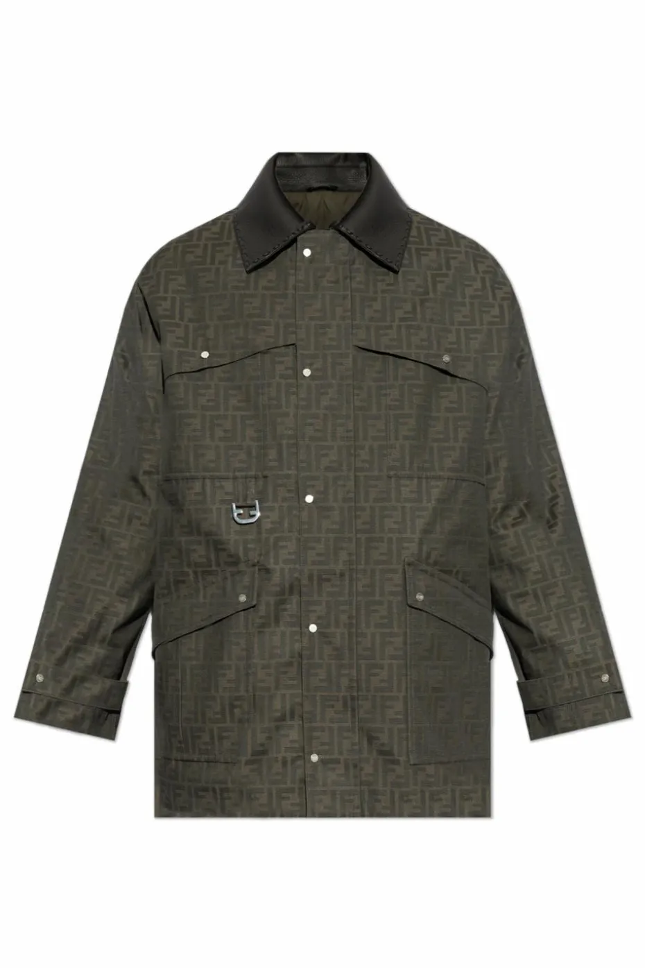 Fendi BROWN Jacket with leather collar
