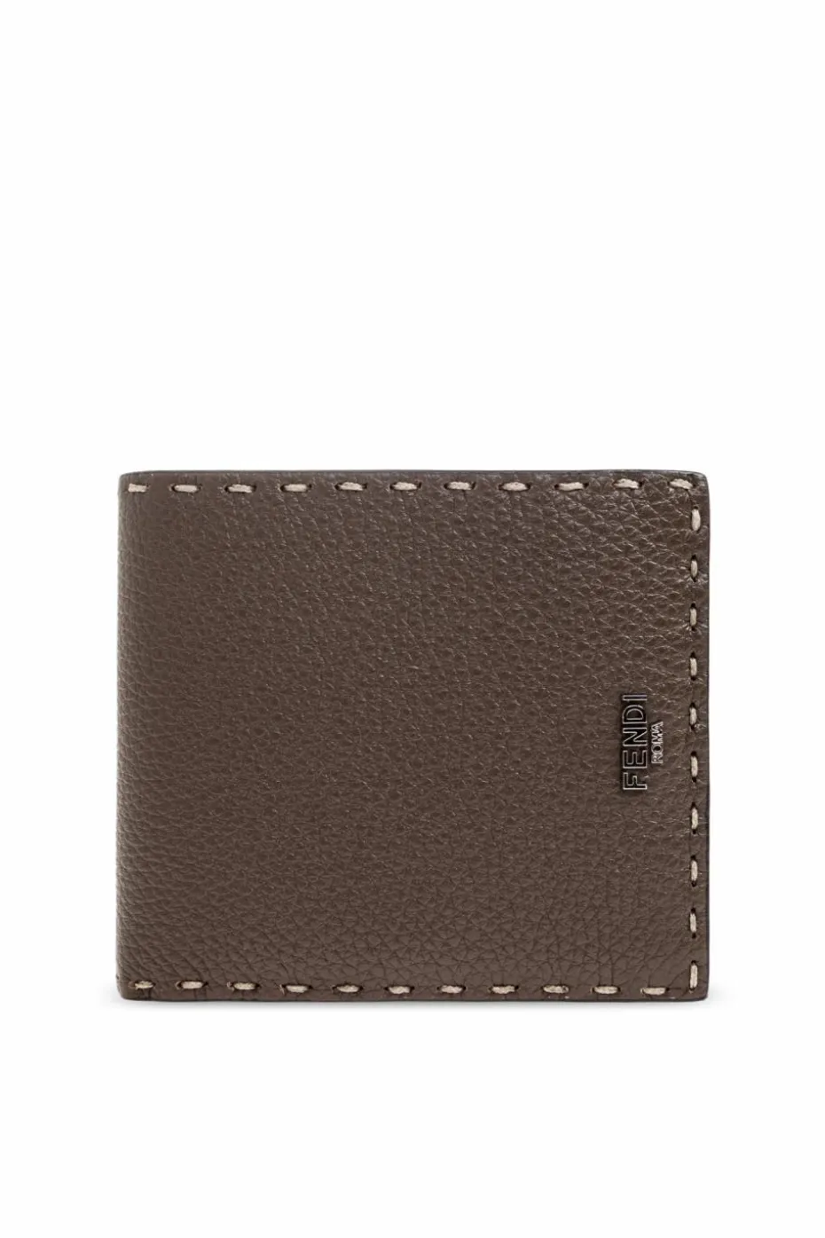 Fendi BROWN Leather wallet with a logo-shaped appliqué
