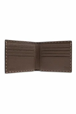 Fendi BROWN Leather wallet with a logo-shaped appliqué
