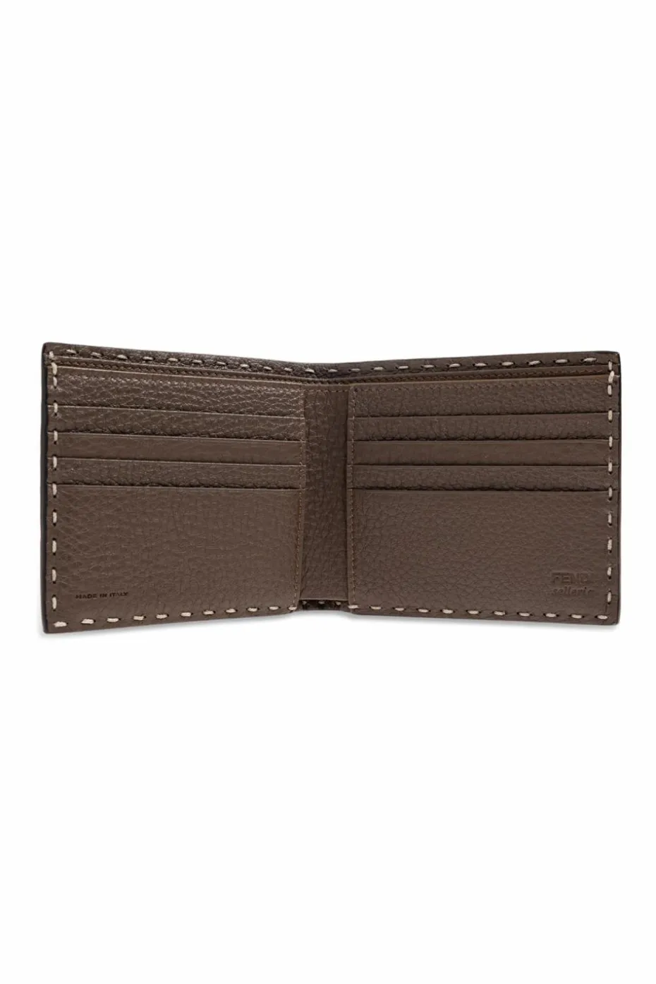 Fendi BROWN Leather wallet with a logo-shaped appliqué
