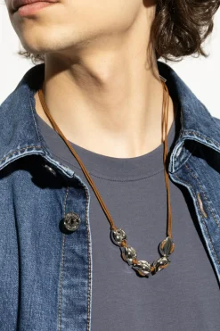 Fendi BROWN Necklace with brass ornaments