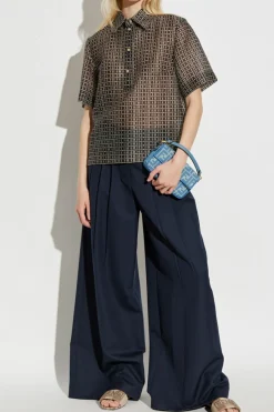 Fendi BROWN Shirt with decorative pattern