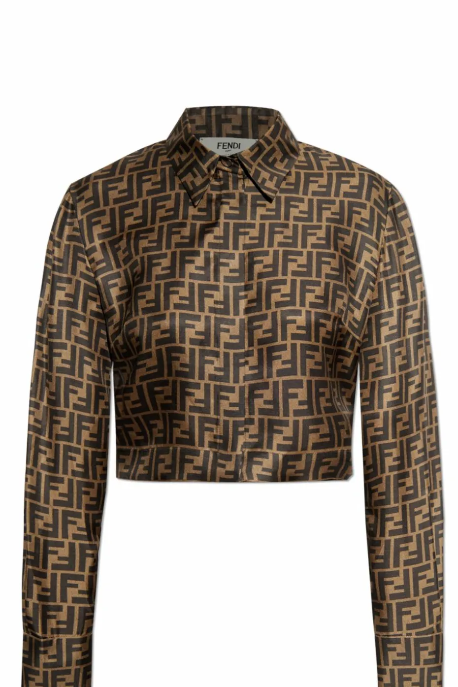 Fendi BROWN Short silk shirt