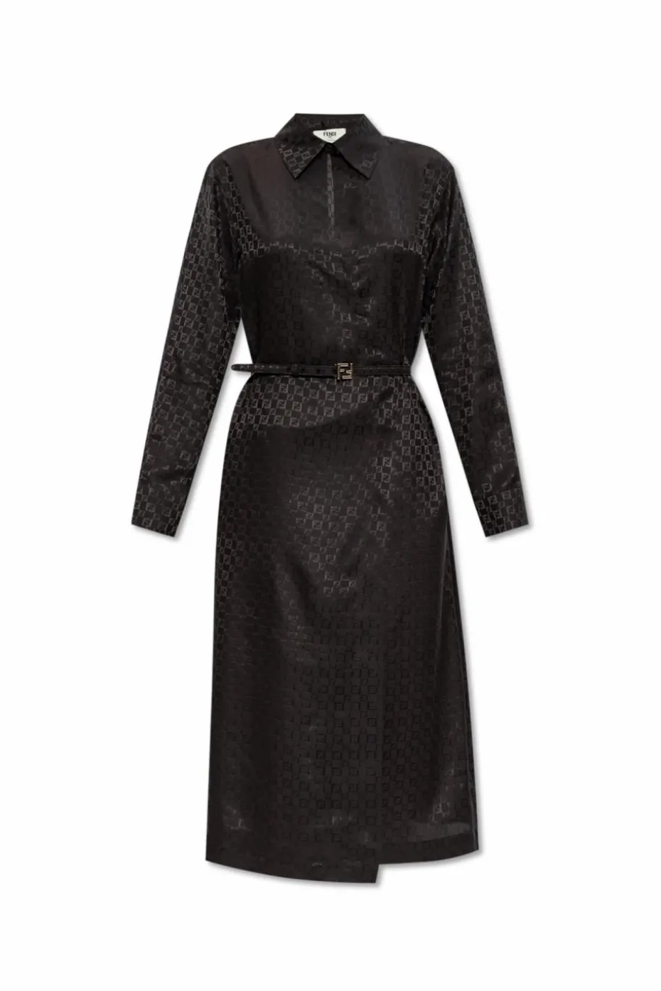 Fendi BROWN Silk dress with belt