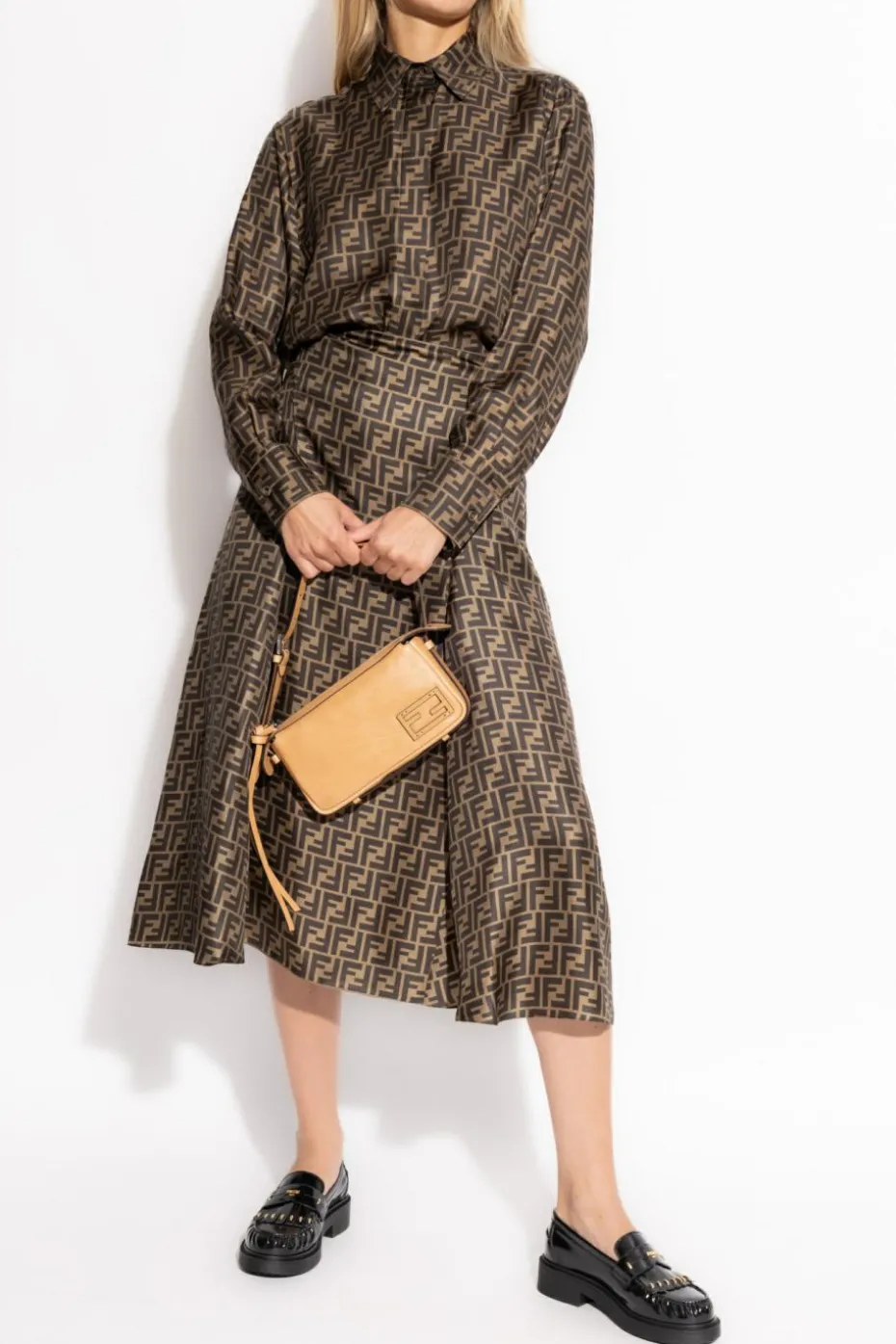 Fendi BROWN Silk skirt
