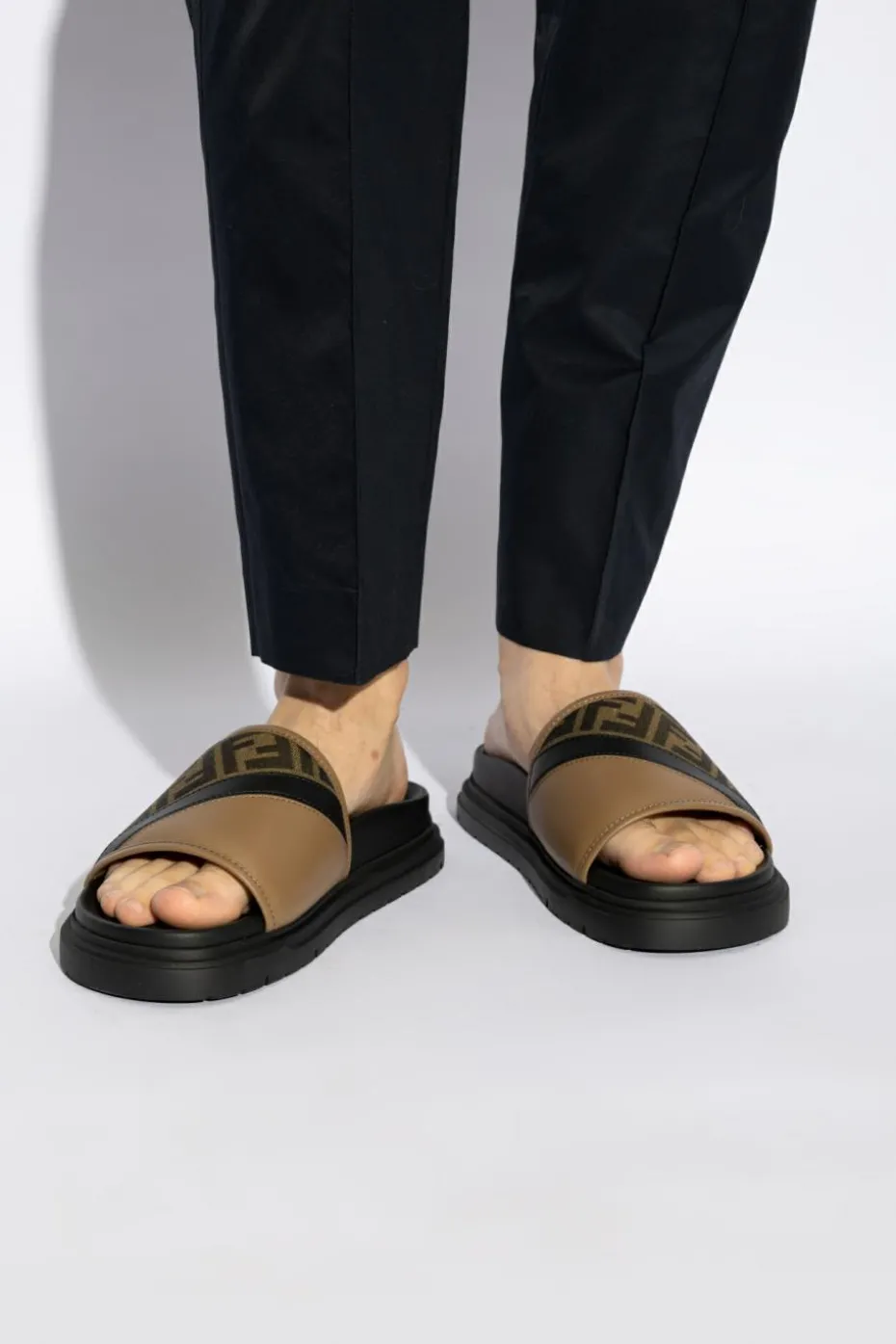 Fendi BROWN Slides with monogram