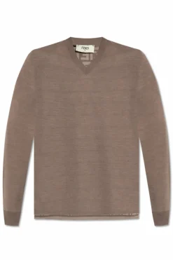 Fendi BROWN Sweater with side slits