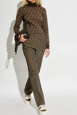Fendi BROWN Turtleneck Top