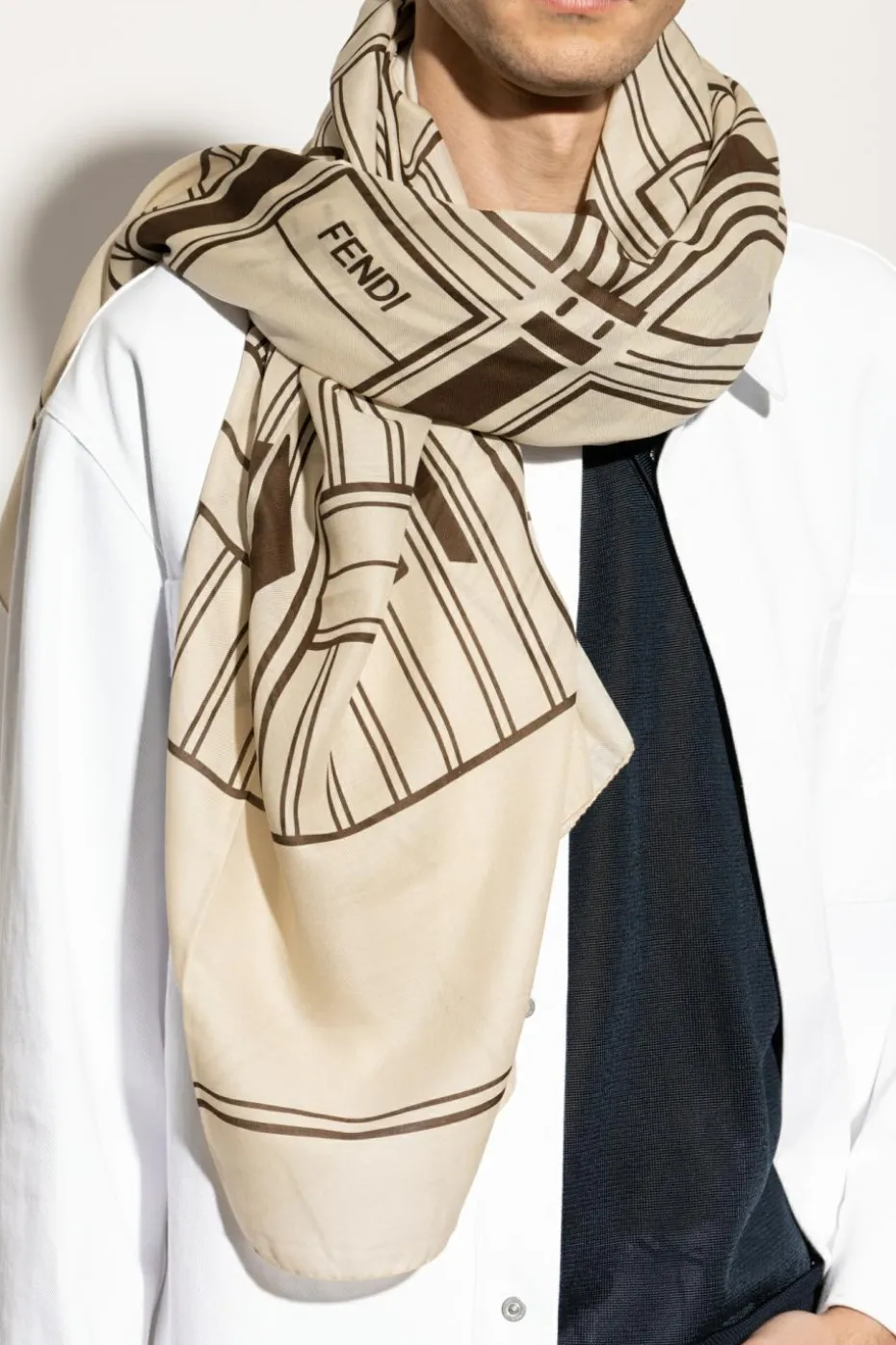 Fendi cream Scarf with logo