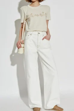 Fendi cream T-shirt with shimmering appliqués