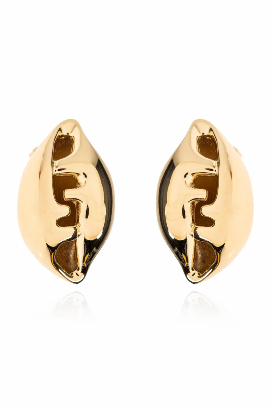 Fendi GOLD Brass shell-shaped earrings