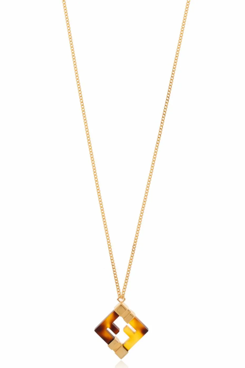 Fendi GOLD Necklace with a Logo-shaped Pendant