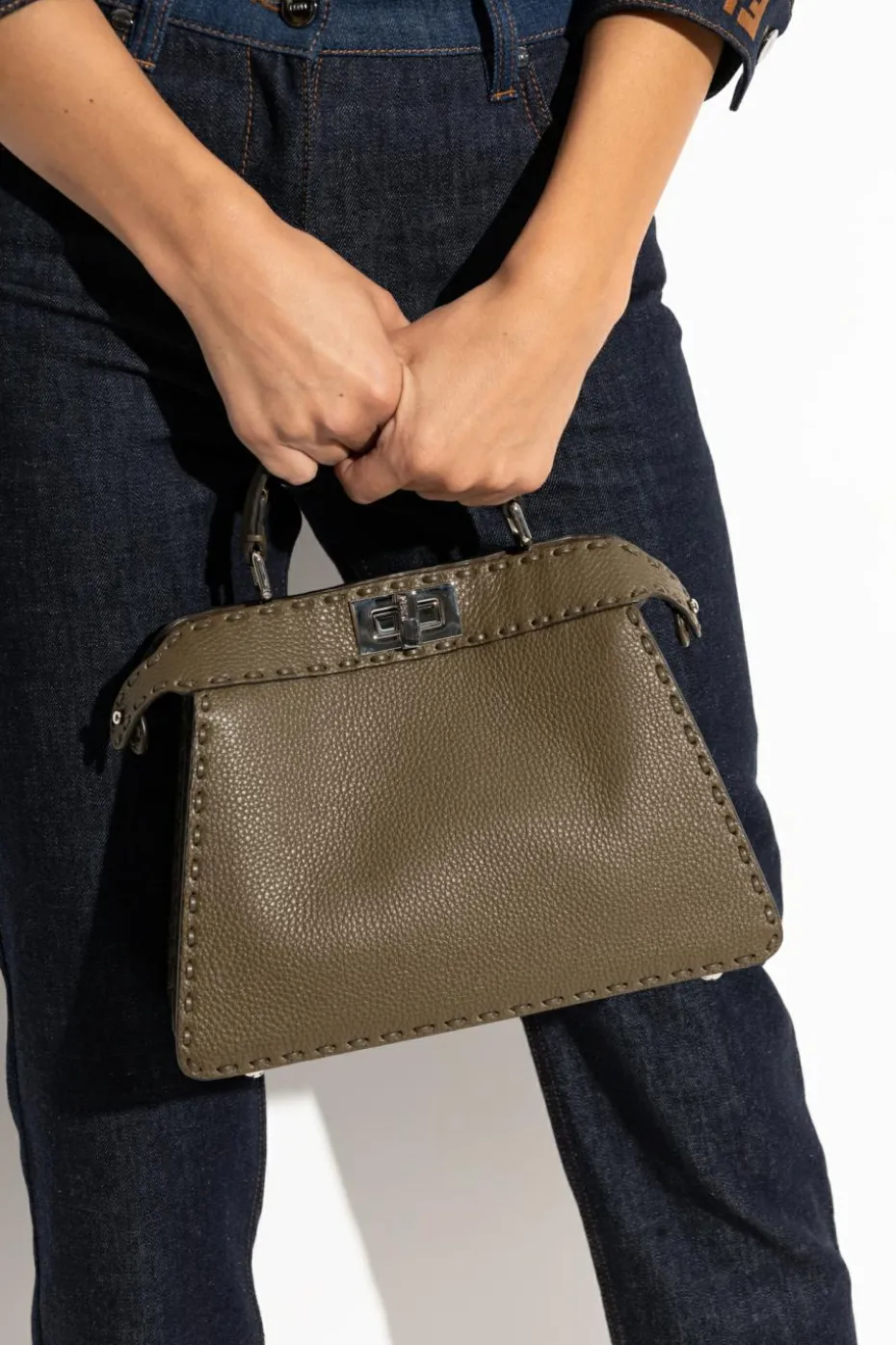 Fendi GREEN Shoulder Bag Small Peekaboo