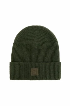 Fendi GREEN Wool hat with logo patch