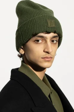 Fendi GREEN Wool hat with logo patch