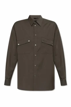 Fendi GREEN Wool shirt with pockets