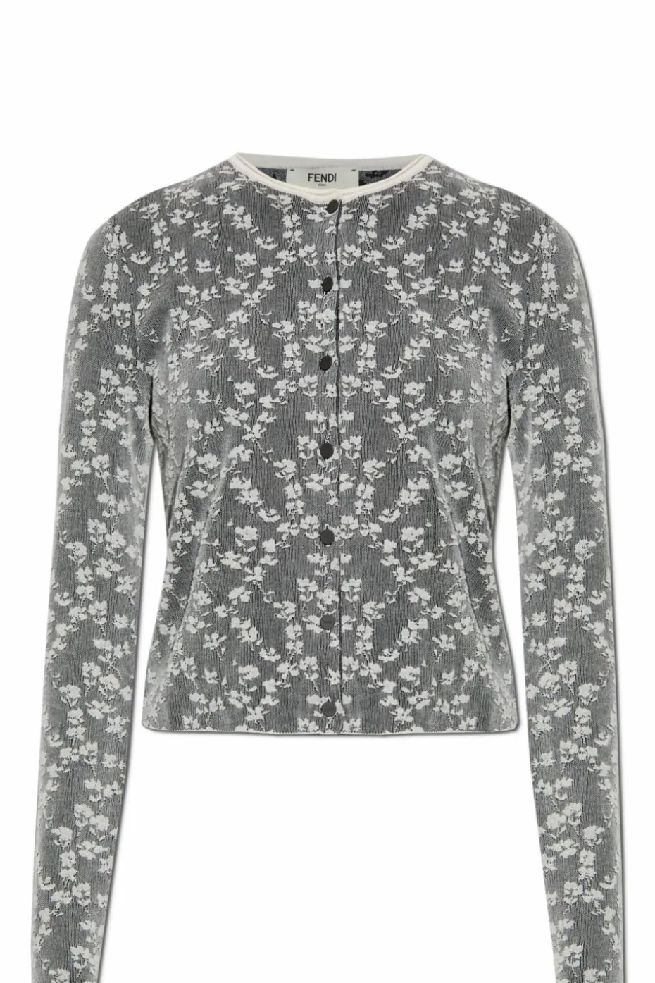 Fendi GREY Cardigan with Floral Motif