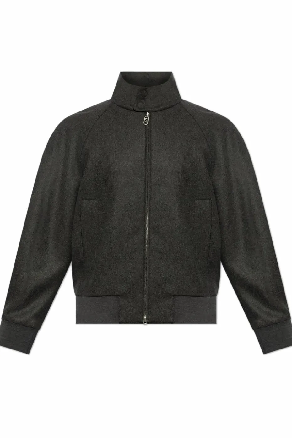 Fendi GREY Cashmere jacket with stand-up collar